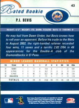 2003 Donruss #43 P.J. Bevis Back