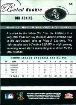 2003 Donruss #44 Jon Adkins Back