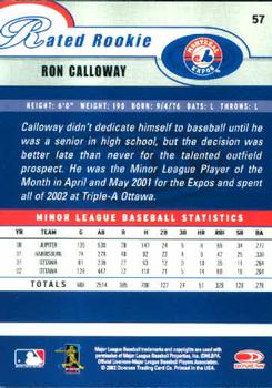 2003 Donruss #57 Ron Calloway Back