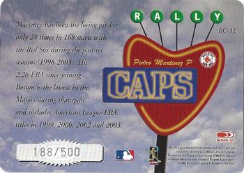 2004 Donruss Studio - Rally Caps Die Cut #RC-31 Pedro Martinez Back