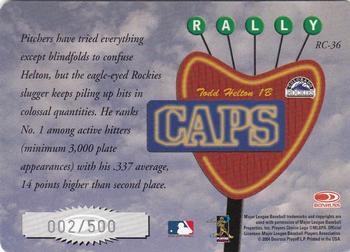 2004 Donruss Studio - Rally Caps Die Cut #RC-36 Todd Helton Back