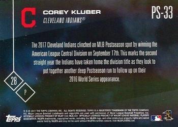 2017 Topps Now Postseason Cleveland Indians #PS-33 Corey Kluber Back