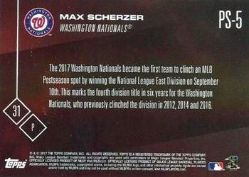 2017 Topps Now Postseason Washington Nationals #PS-5 Max Scherzer Back