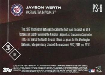 2017 Topps Now Postseason Washington Nationals #PS-6 Jayson Werth Back