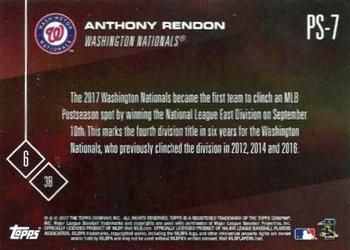 2017 Topps Now Postseason Washington Nationals #PS-7 Anthony Rendon Back