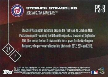 2017 Topps Now Postseason Washington Nationals #PS-8 Stephen Strasburg Back