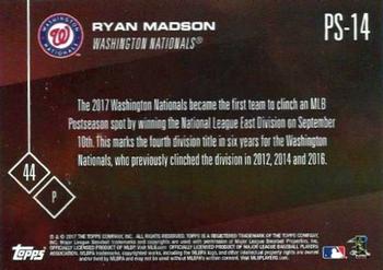 2017 Topps Now Postseason Washington Nationals #PS-14 Ryan Madson Back