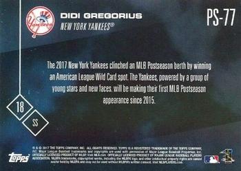 2017 Topps Now Postseason New York Yankees #PS-77 Didi Gregorius Back