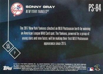 2017 Topps Now Postseason New York Yankees #PS-84 Sonny Gray Back