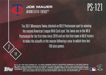 2017 Topps Now Postseason Minnesota Twins #PS-121 Joe Mauer Back