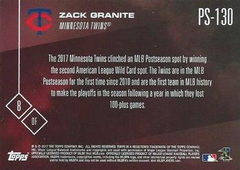 2017 Topps Now Postseason Minnesota Twins #PS-130 Zack Granite Back