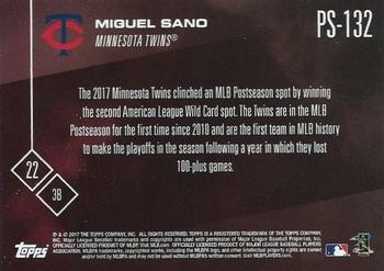 2017 Topps Now Postseason Minnesota Twins #PS-132 Miguel Sano Back