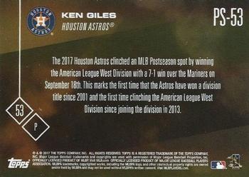2017 Topps Now Postseason Houston Astros #PS-53 Ken Giles Back