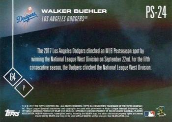 2017 Topps Now Postseason Los Angeles Dodgers #PS-24 Walker Buehler Back