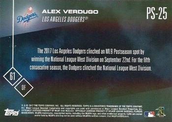 2017 Topps Now Postseason Los Angeles Dodgers #PS-25 Alex Verdugo Back