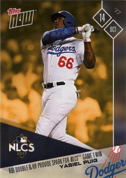 2017 Topps Now Postseason Los Angeles Dodgers #NLCSB Yasiel Puig Front