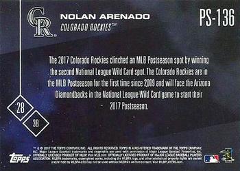 2017 Topps Now Postseason Colorado Rockies #PS-136 Nolan Arenado Back