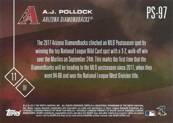 2017 Topps Now Postseason Arizona Diamondbacks #PS-97 A.J. Pollock Back