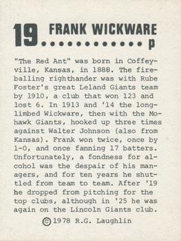 1978 Laughlin Long-Ago Black Stars #19 Frank Wickware Back