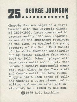 1978 Laughlin Long-Ago Black Stars #25 Chappie Johnson Back