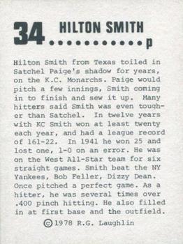 1978 Laughlin Long-Ago Black Stars #34 Hilton Smith Back