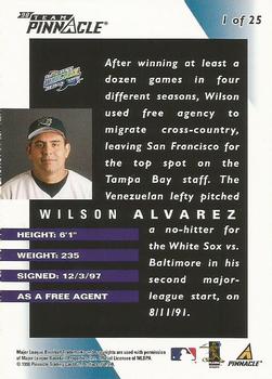 1998 Pinnacle Tampa Bay Devil Rays Team Pinnacle Collector's Edition #1 Wilson Alvarez Back