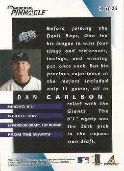 1998 Pinnacle Tampa Bay Devil Rays Team Pinnacle Collector's Edition #3 Dan Carlson Back