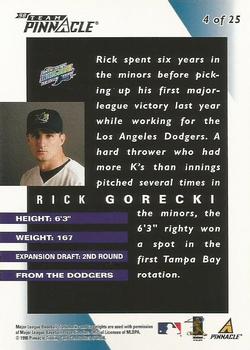 1998 Pinnacle Tampa Bay Devil Rays Team Pinnacle Collector's Edition #4 Rick Gorecki Back
