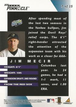1998 Pinnacle Tampa Bay Devil Rays Team Pinnacle Collector's Edition #7 Jim Mecir Back