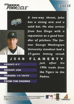 1998 Pinnacle Tampa Bay Devil Rays Team Pinnacle Collector's Edition #13 John Flaherty Back