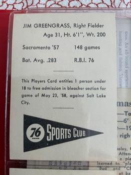 1958 Union Oil Sacramento Solons #NNO Jim Greengrass Back