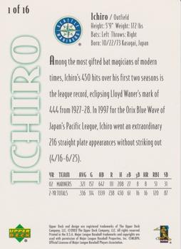 2003 Upper Deck Archway Seattle Mariners #1 Ichiro Suzuki Back