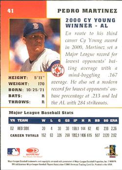 2003 Donruss Champions #41 Pedro Martinez Back