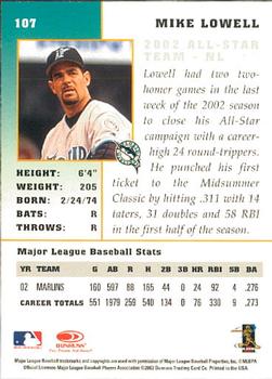 2003 Donruss Champions #107 Mike Lowell Back