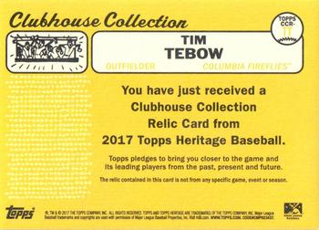 2017 Topps Heritage Minor League - Clubhouse Collection Relics #CCR-TT Tim Tebow Back