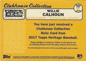 2017 Topps Heritage Minor League - Clubhouse Collection Relics #CCR-WC Willie Calhoun Back