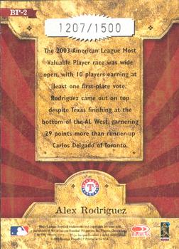 2004 Donruss Throwback Threads - Blast From the Past #BP-2 Alex Rodriguez Back