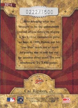 2004 Donruss Throwback Threads - Blast From the Past #BP-4 Cal Ripken Jr. Back