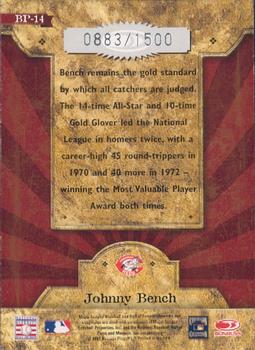 2004 Donruss Throwback Threads - Blast From the Past #BP-14 Johnny Bench Back