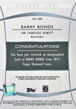 2017 Topps Diamond Icons - Autographs Red #AU-BB Barry Bonds Back