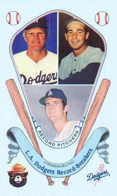 1988 Los Angeles Dodgers Record-Breakers Smokey #6 Sandy Koufax / Jerry Reuss / Bill Singer Front