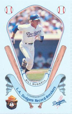 1988 Los Angeles Dodgers Record-Breakers Smokey #13 Bill Russell Front