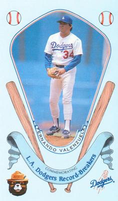 1988 Los Angeles Dodgers Record-Breakers Smokey #24 Fernando Valenzuela Front