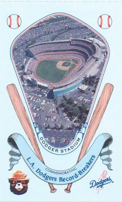 1988 Los Angeles Dodgers Record-Breakers Smokey #26 Dodger Stadium Front