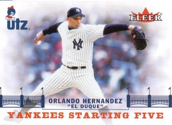 2002 Fleer Utz New York Yankees Starting Five #4 Orlando Hernandez Front