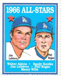 1992 Trak Auto Los Angeles Dodgers All-Star Stamps #NNO 1966 All-Stars Front