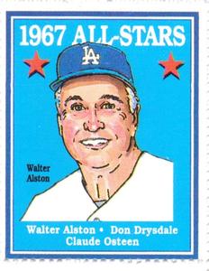 1992 Trak Auto Los Angeles Dodgers All-Star Stamps #NNO 1967 All-Stars Front