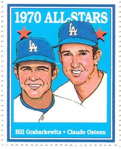 1992 Trak Auto Los Angeles Dodgers All-Star Stamps #NNO 1970 All-Stars Front