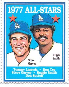 1992 Trak Auto Los Angeles Dodgers All-Star Stamps #NNO 1977 All-Stars Front