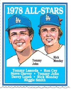 1992 Trak Auto Los Angeles Dodgers All-Star Stamps #NNO 1978 All-Stars Front